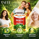 VAITE Niacina 1000mg, etiqueta libre de azúcar, ideal para dietas.