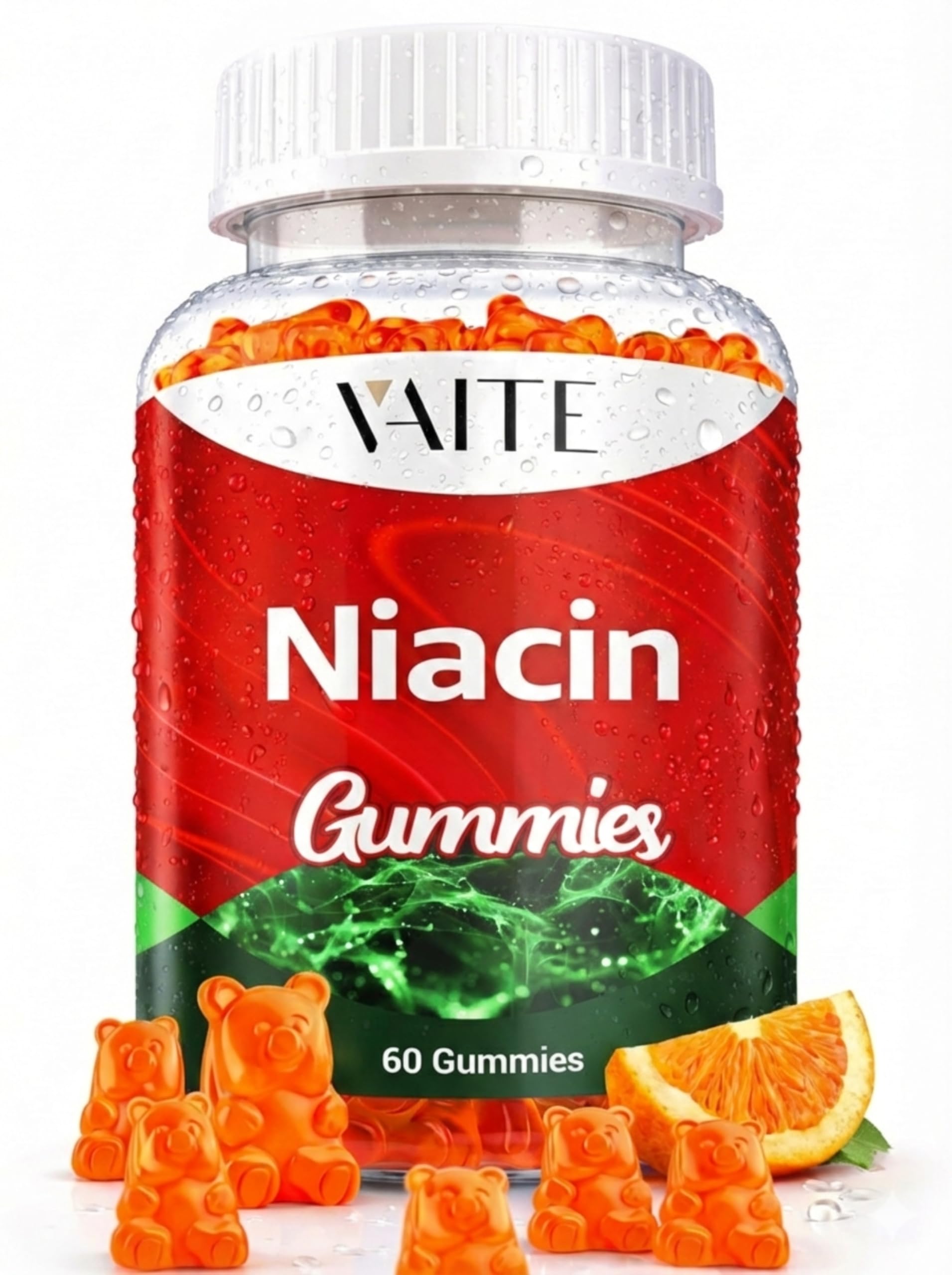 VAITE Niacina 1000mg, gominolas en tarro, conveniente para energía diaria.