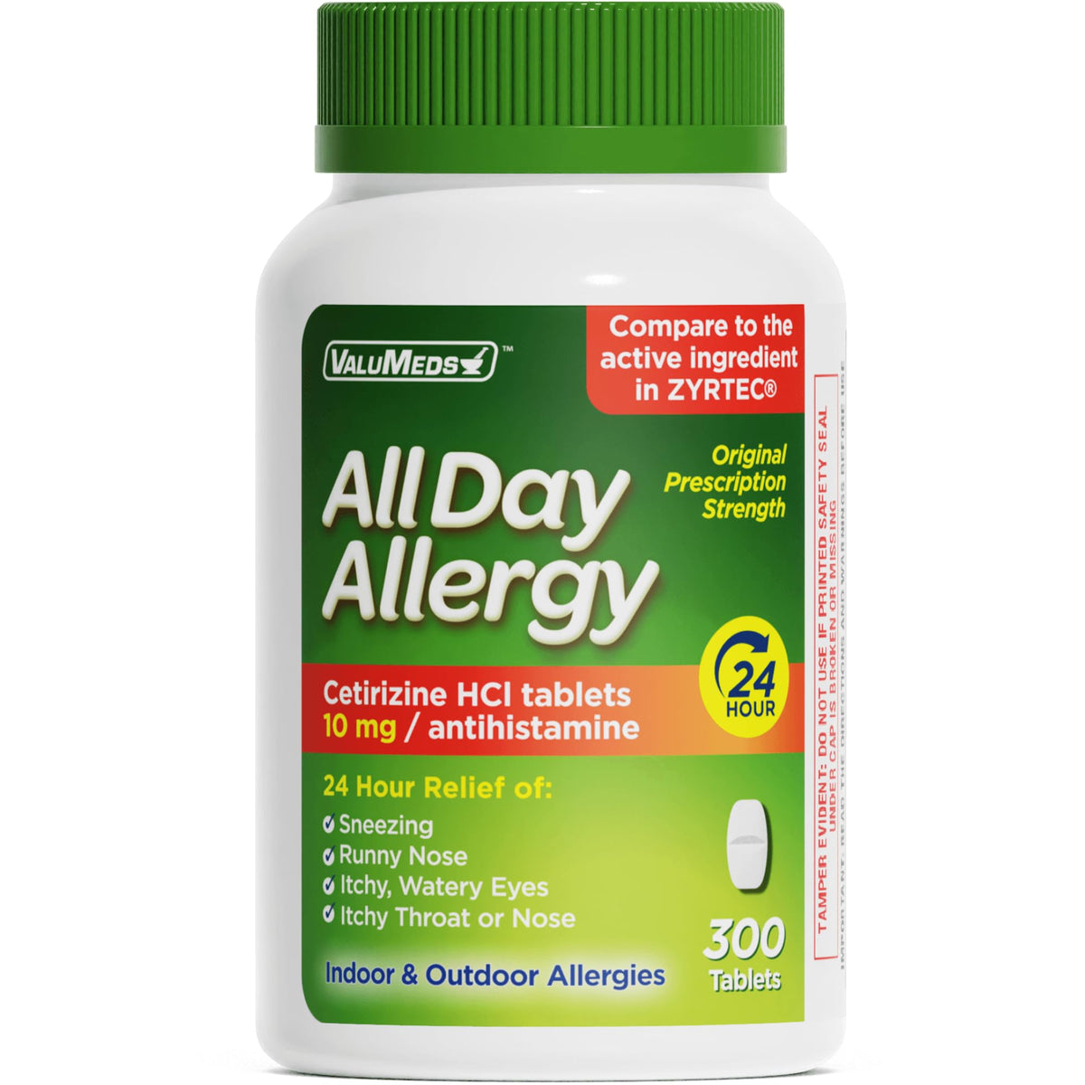 ValuMeds empaque de alergia 24h, fácil de identificar para compra rápida.