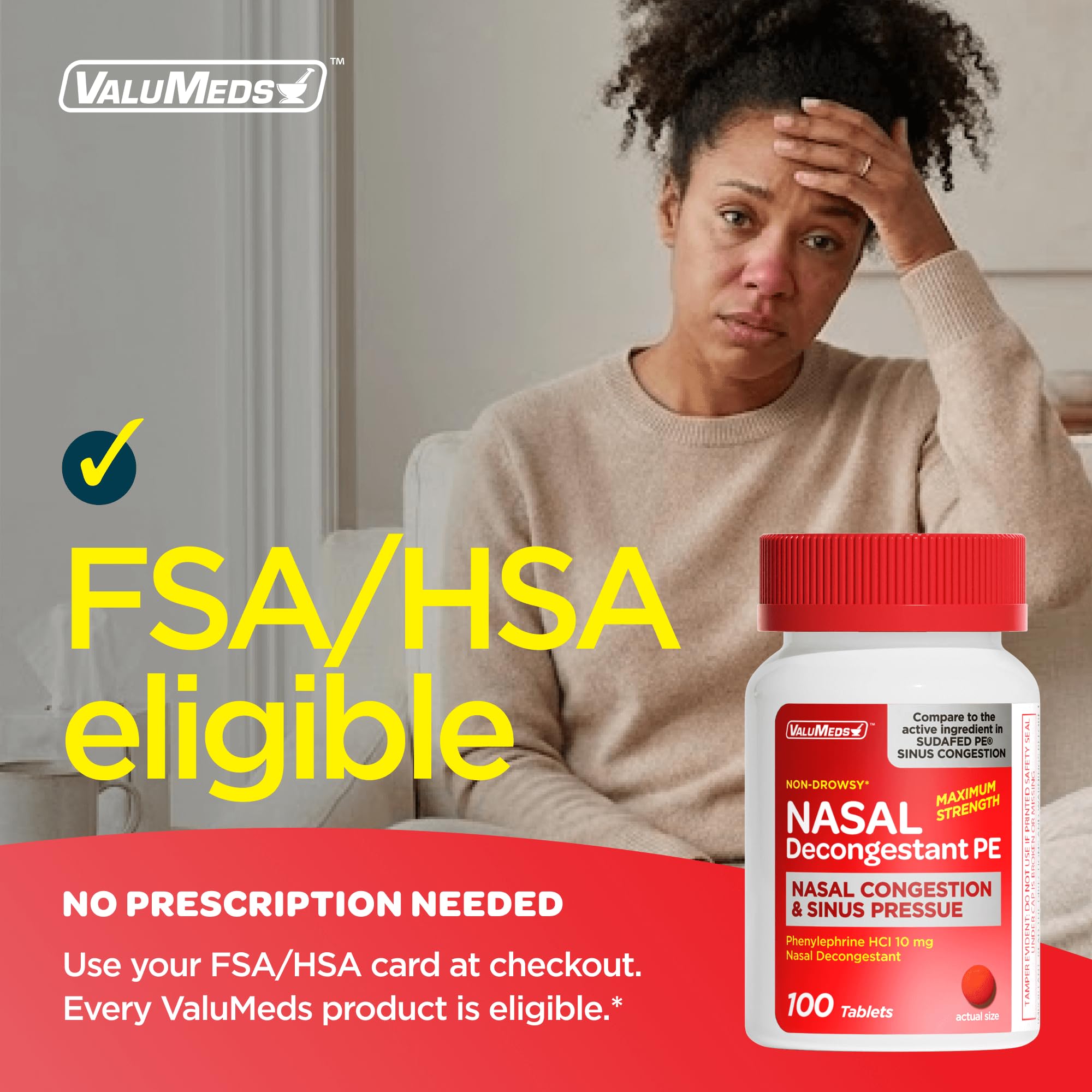 ValuMeds Descongestión nasal: uso diurno para mantener la productividad.