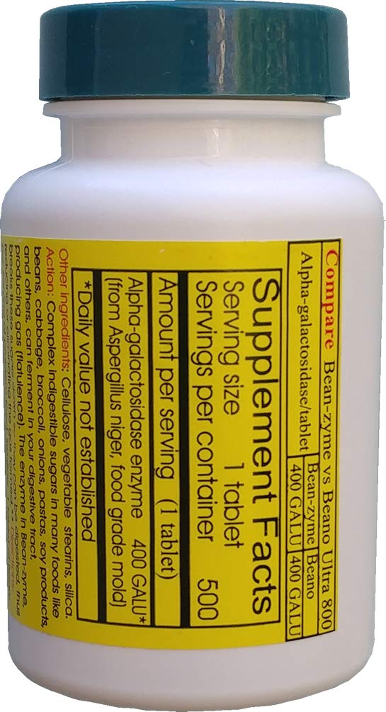 ValuePricedMeds Bean-Zyme envase de 500 tabletas para uso diario