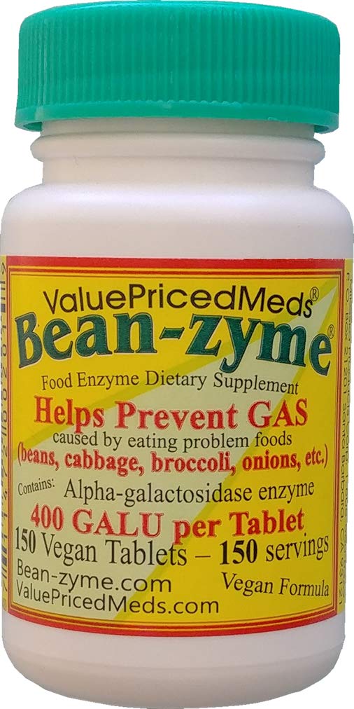Bean-Zyme, botella de 150 cápsulas, inicio de comida para aliviar gases