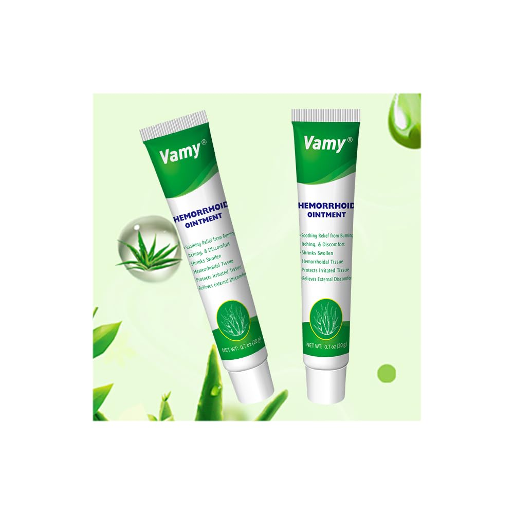 Pomada vamy para hemorroides con dos tubos de 20 g, alivio práctico y rápido.