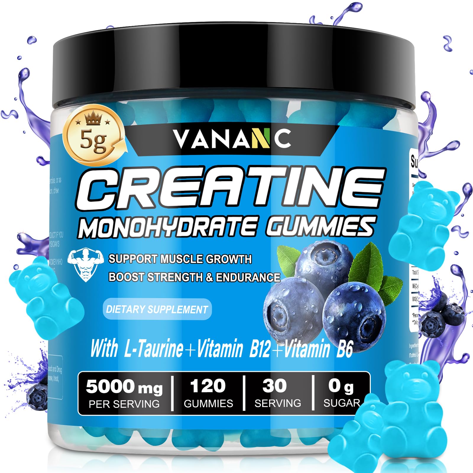 Vananc gomitas creatina monohidratada en empaque práctico para llevar