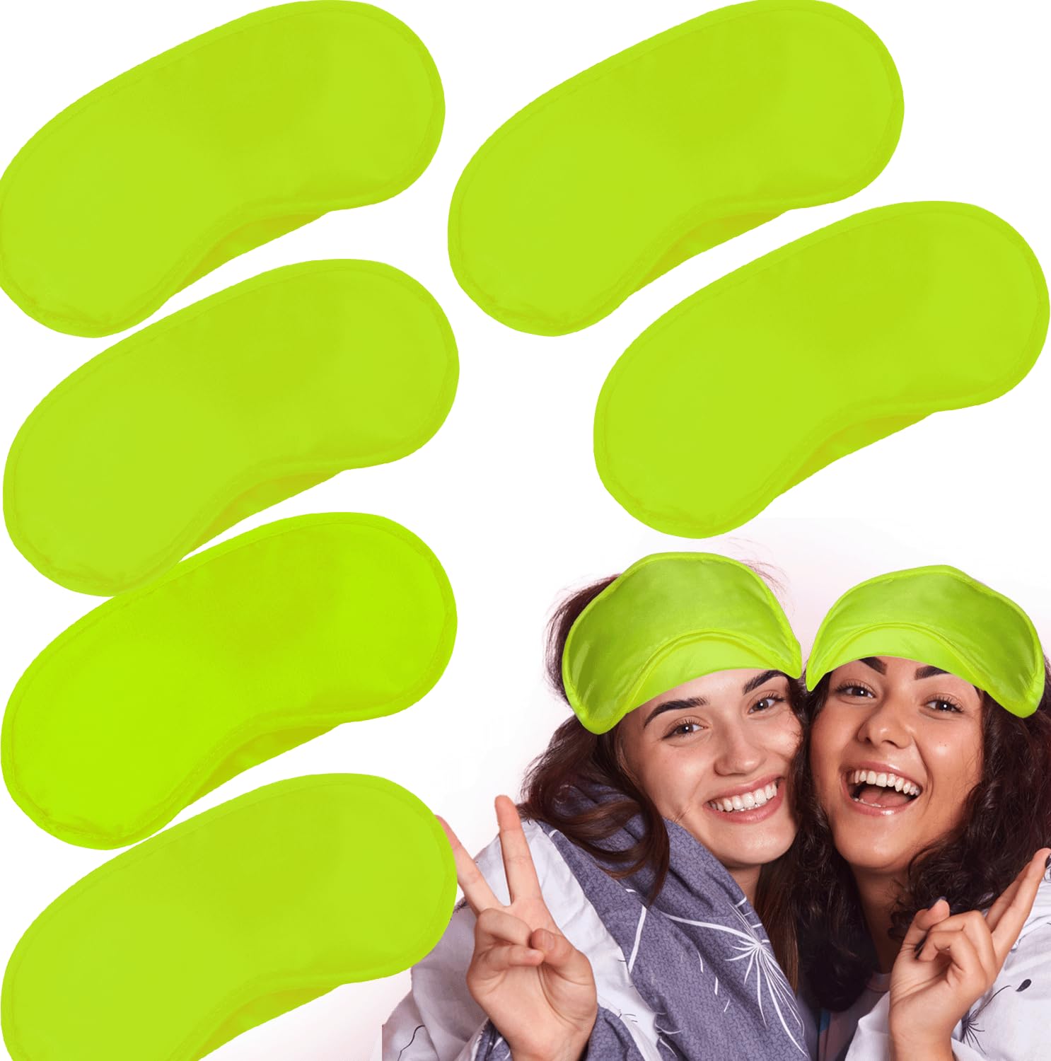 Mascarilla Vandorla neon verde, 6 pack, ideal para dormir y viajes.