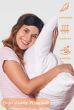 Vandorla antifaz amarillo tejido suave para dormir sin molestias.