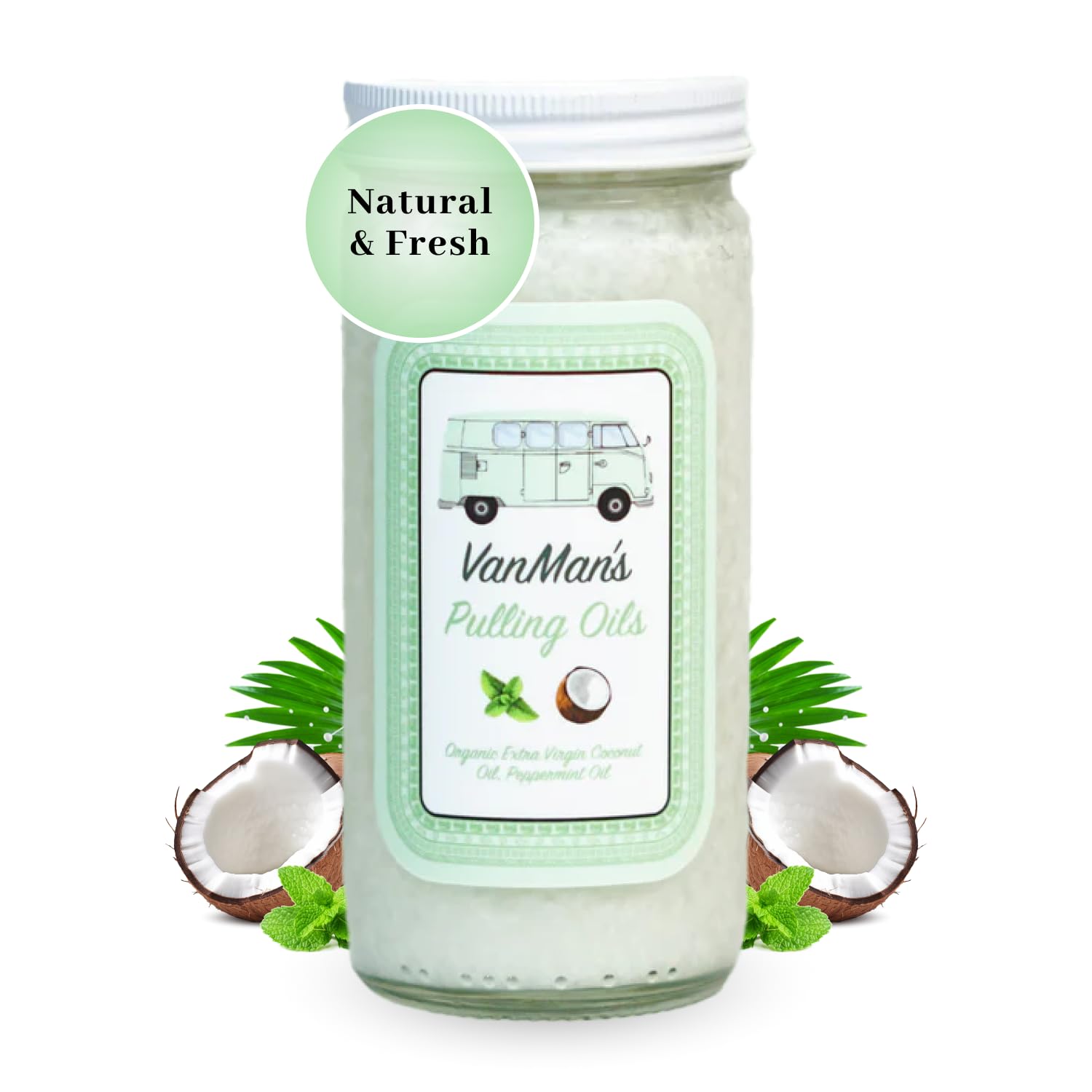 VanMan Aceite Enjuague Bucal: botella con aroma a menta para uso diario.