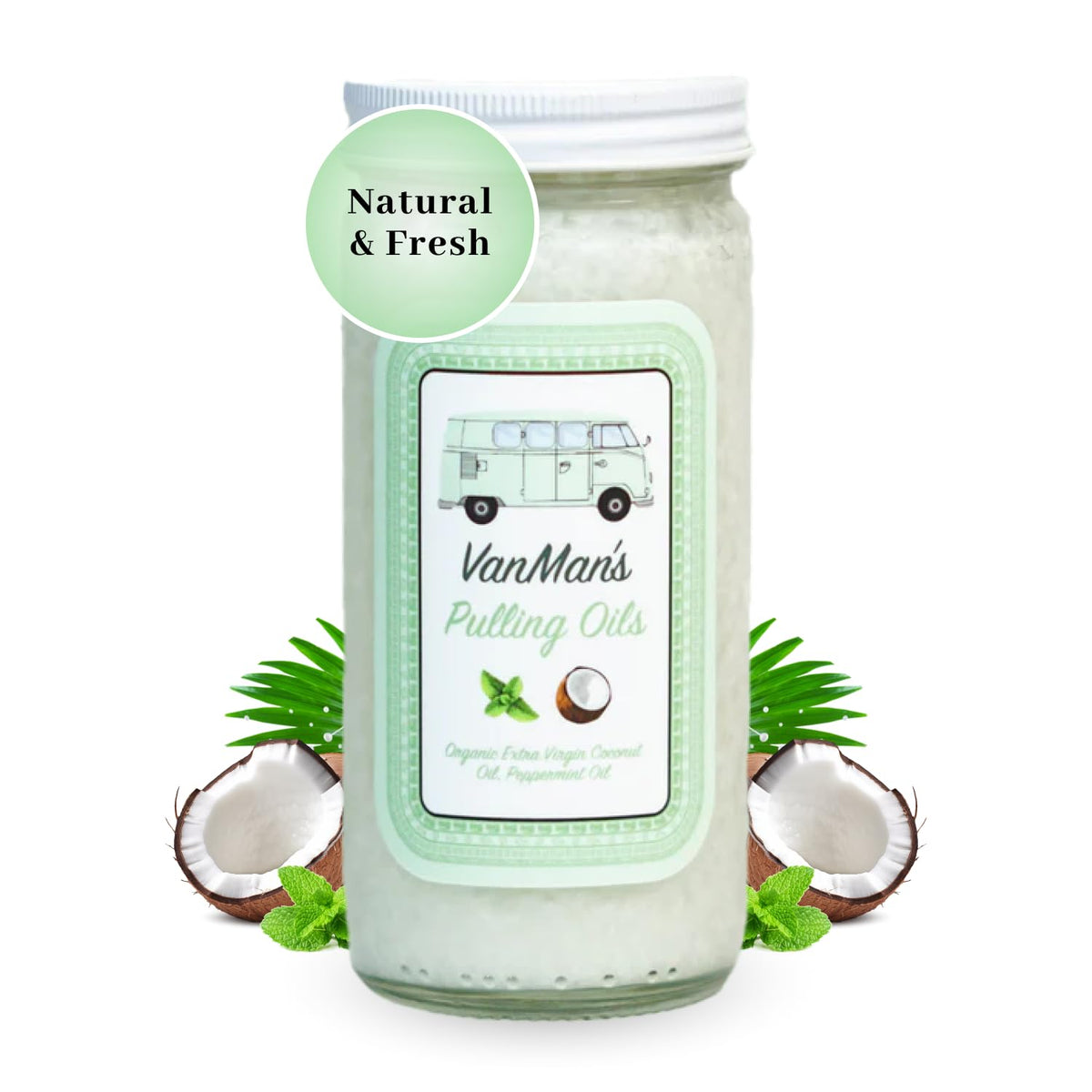 VanMan Aceite Enjuague Bucal: botella con aroma a menta para uso diario.