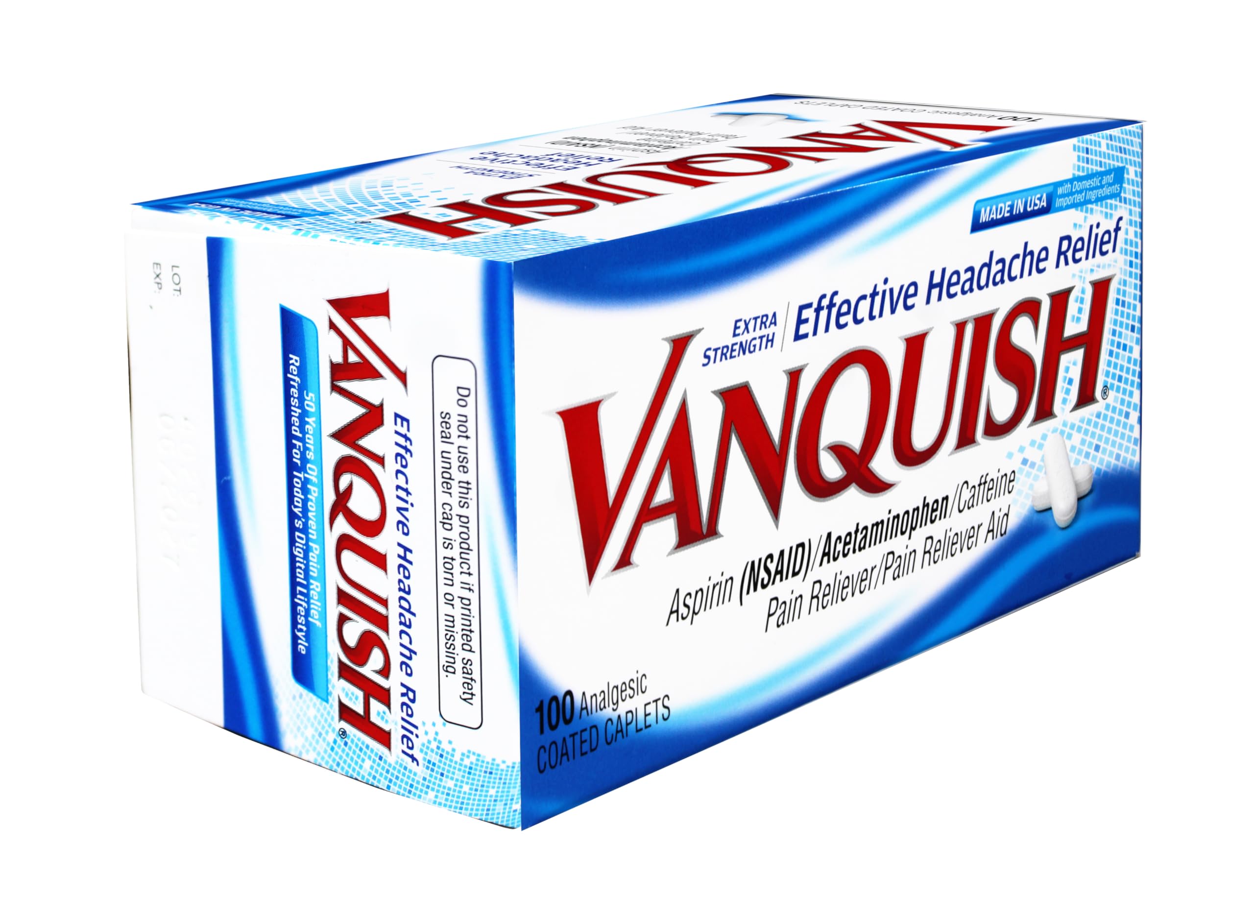 Vanquish botella de 100 cápsulas para suministro duradero en casa o la oficina.