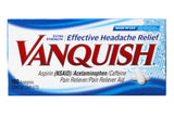 Vanquish caplets acción triple para alivio de dolor y mayor atención.