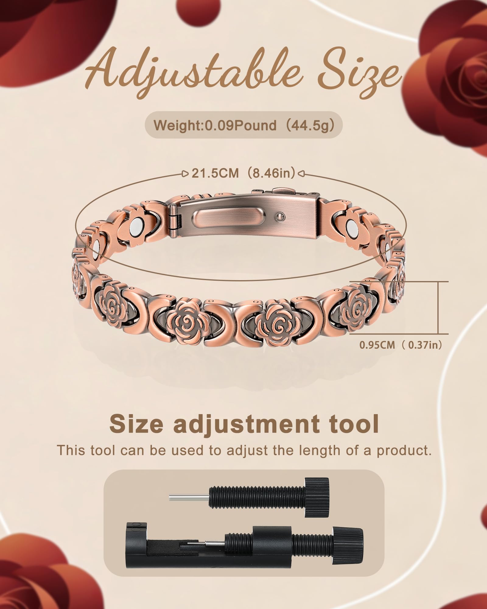 Herramienta de ajuste incluida para talla personalizada, compra más cómoda.