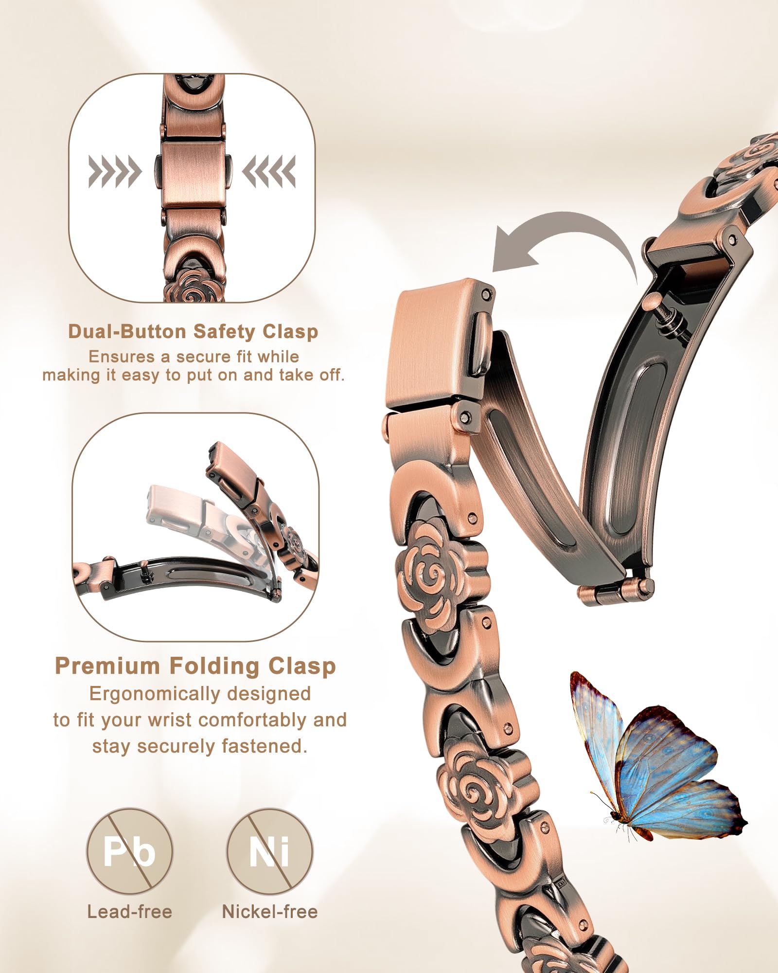 Pulsera vapeples con imanes de 3800 gauss, magnetismo suave para uso diario.