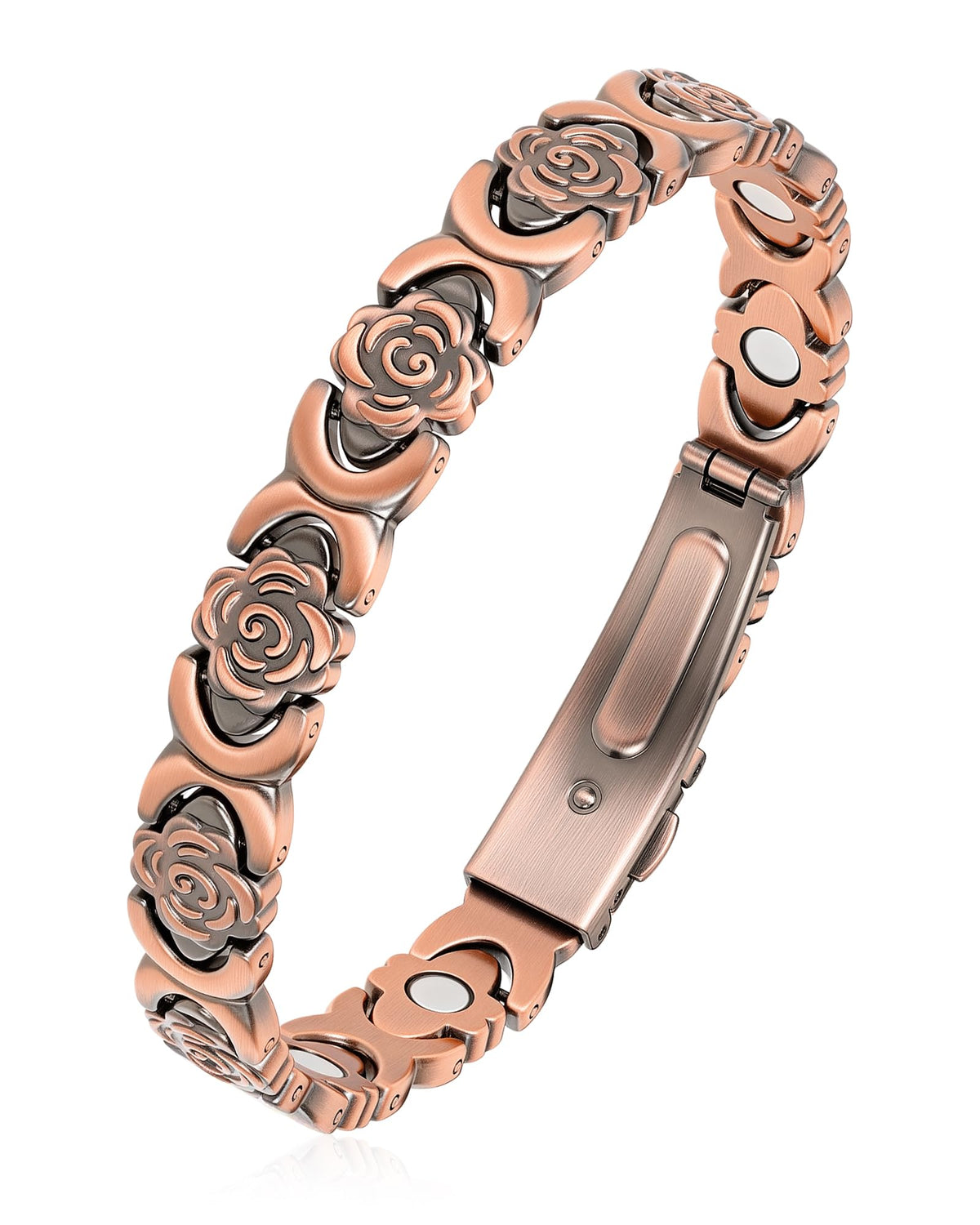Pulsera vapeples para mujer, vista general, diseño cálido y elegante en cobre.