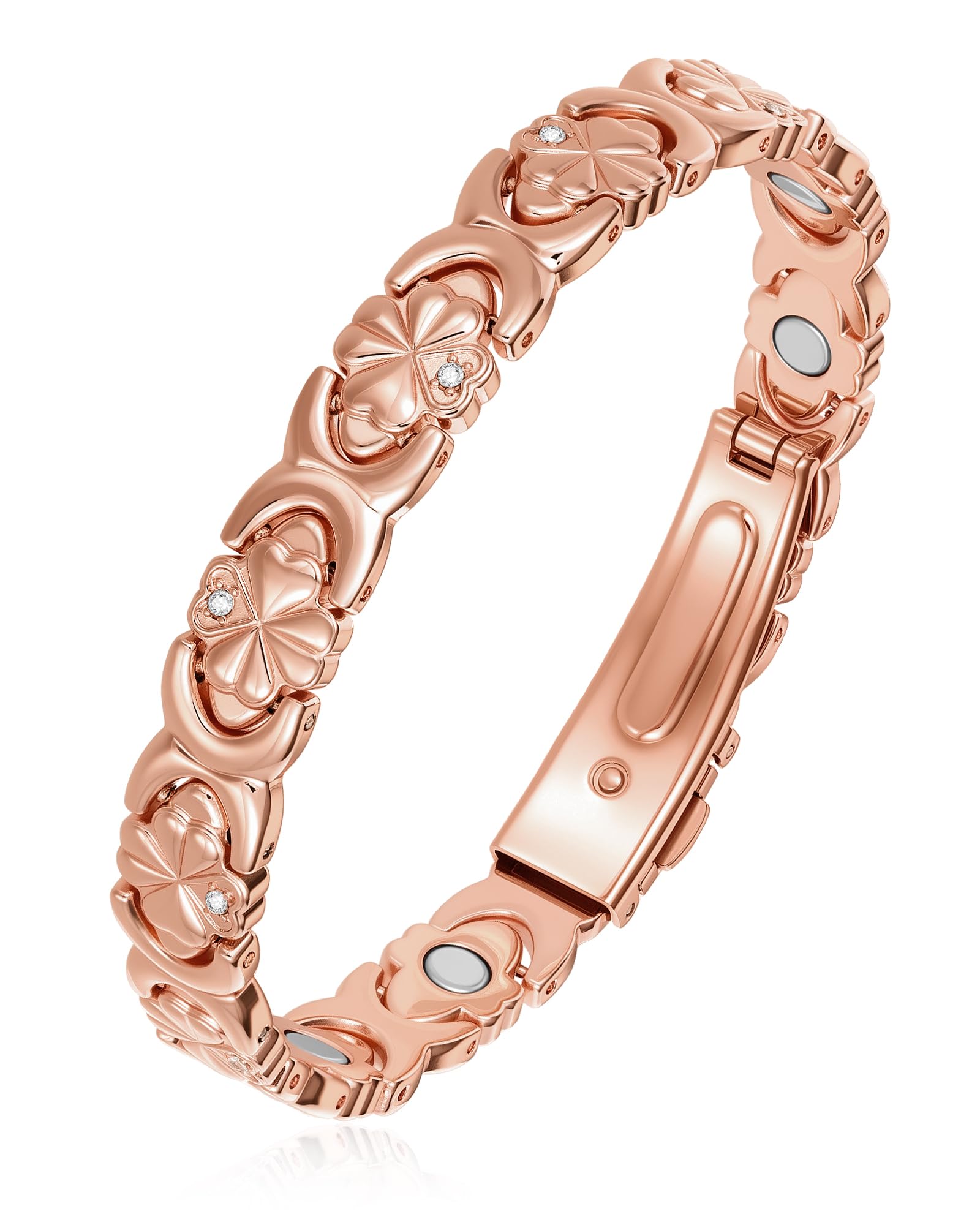 Pulsera vapeples de cobre para mujer con diseño 3D y zirconia para elegancia