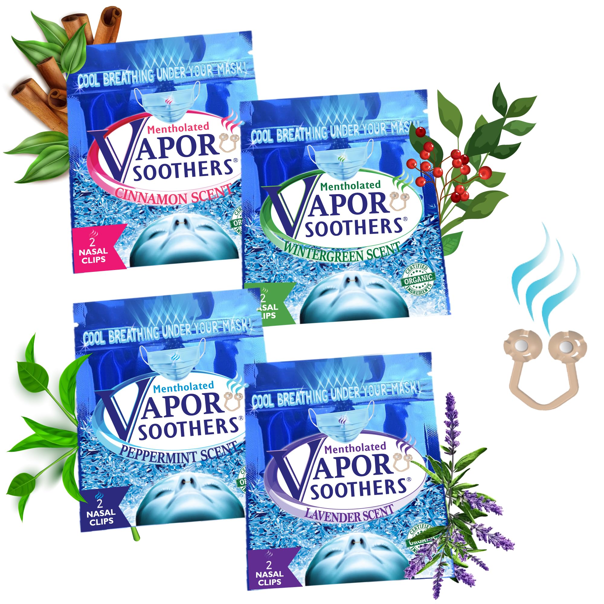 Dilatador nasal mentolado de Vapor Soothers, alivio suave al respirar con mascarilla.
