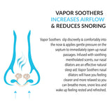 Dilatadores nasales mentolados Vapor Soothers proporcionando sensación fresca al inhalar.
