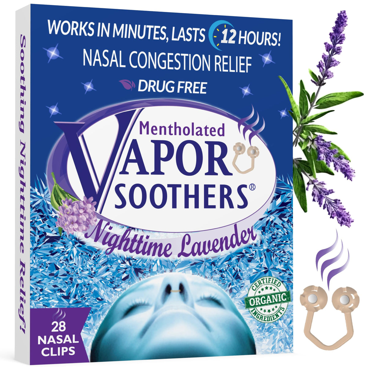 Clips nasales Vapor Soothers con aroma mentolado para respirar con facilidad bajo mascarilla.