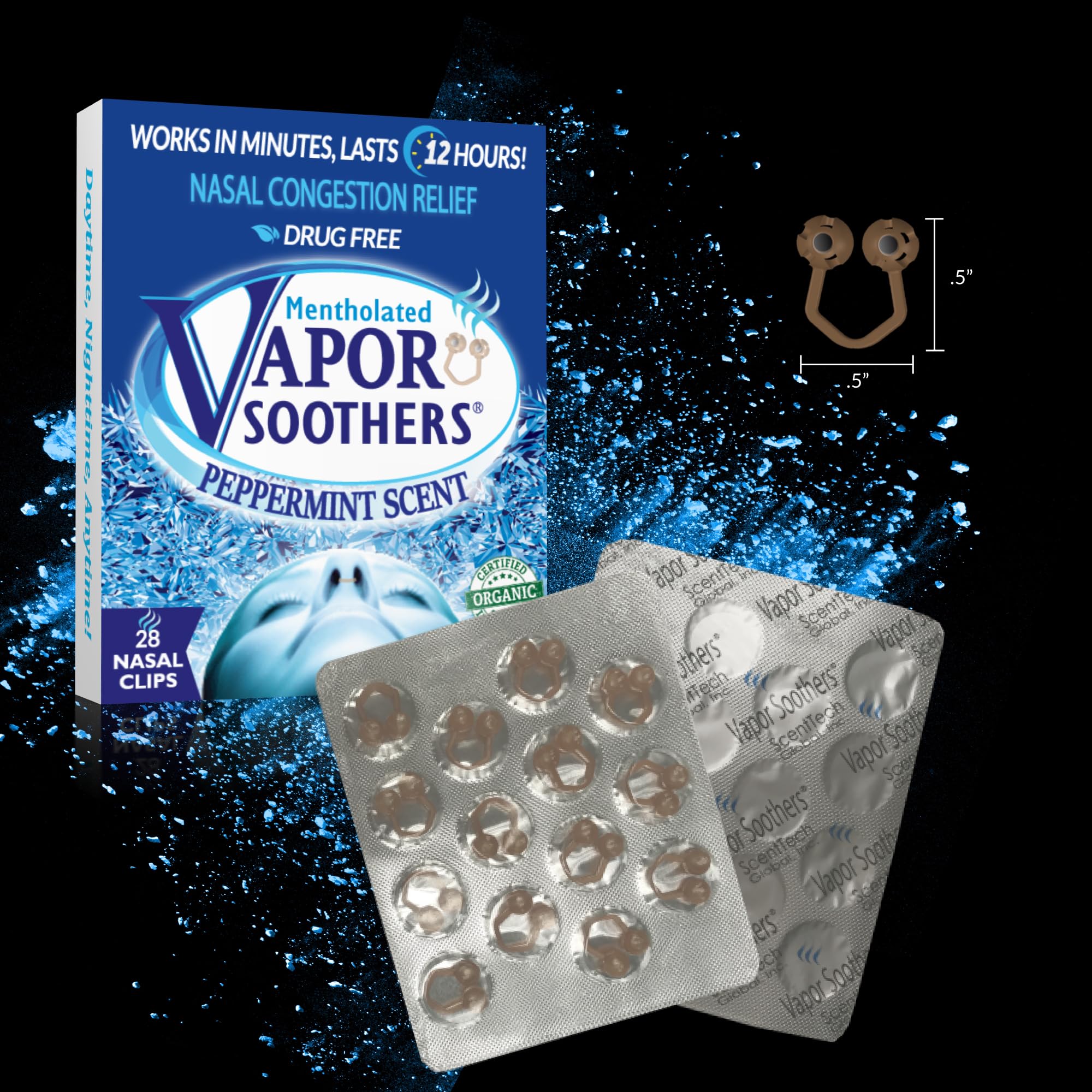 Vapor Soothers clip oculto: dilatadores nasales discretos para uso durante el día.
