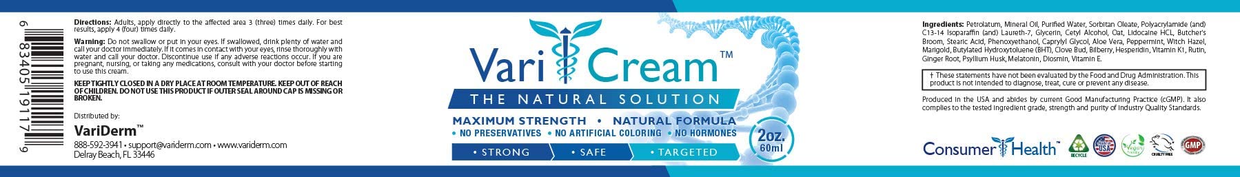 VariDerm caja cápsulas: empaque seguro para almacenamiento.