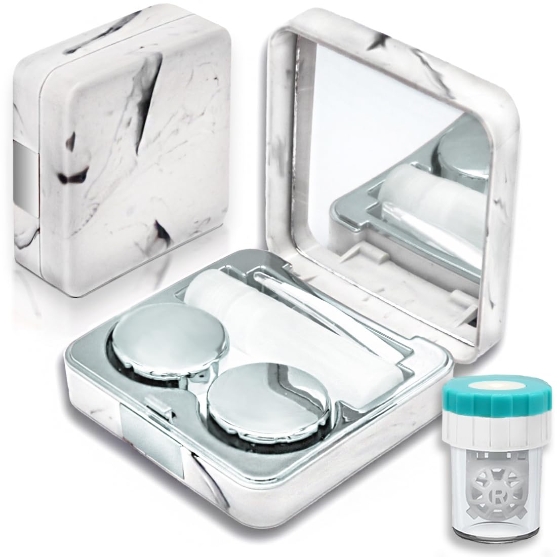 Vastsoon caja de lentes de contacto marmol viaje: almacenamiento seguro y elegante para tus lentes.
