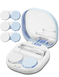 Vastsoon estuche compacto para lentes de contacto en azul, ideal para viajes.