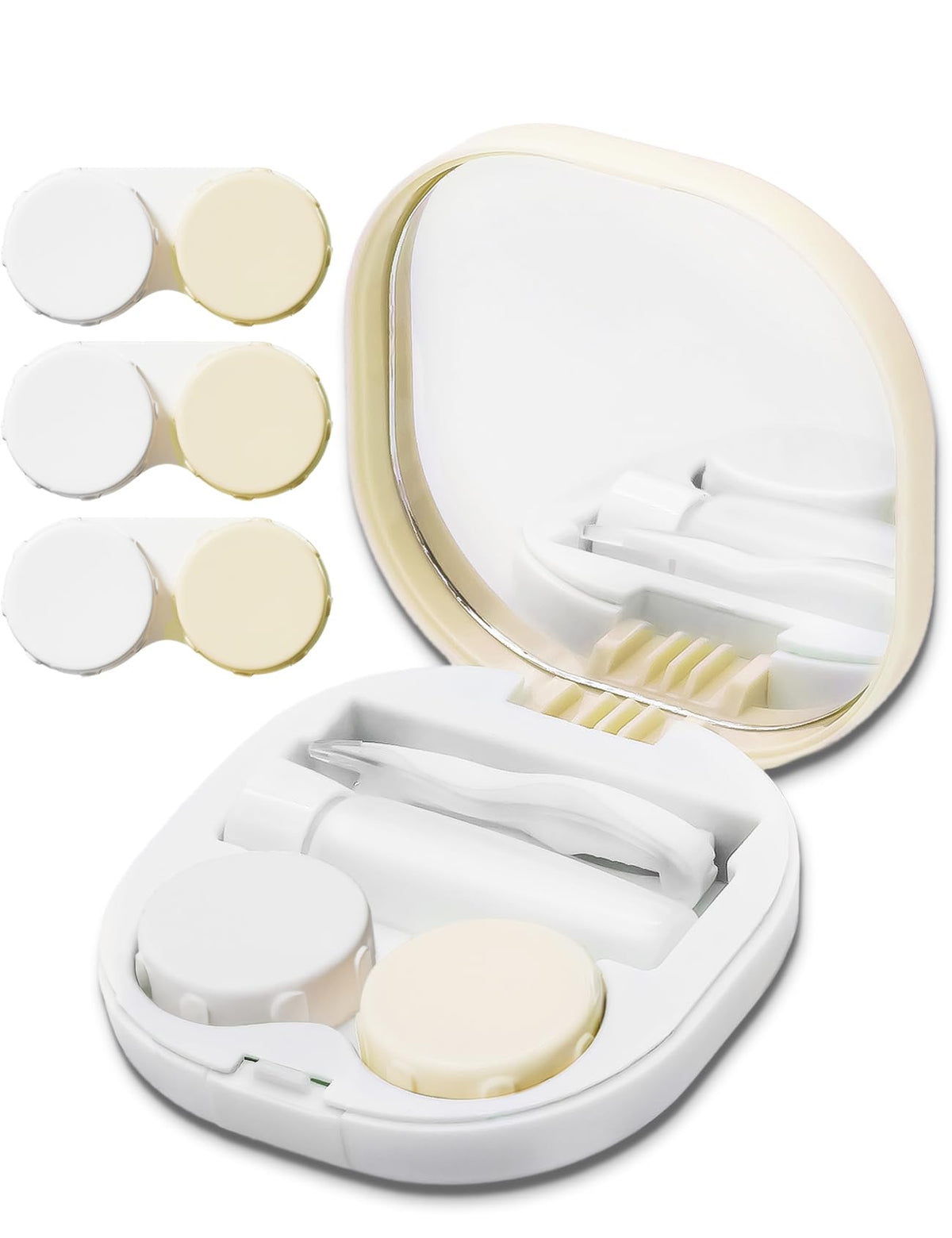 Estuche Vastsoon beige para lentes con almacenamiento higiénico y compacto