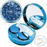 Vastsoon estuche lentes contacto glitter azul con espejo, ideal para uso diario.