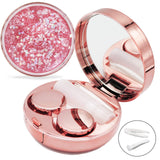 Estuche Vastsoon rosa-oro con espejo para aplicar lentes con precisión.