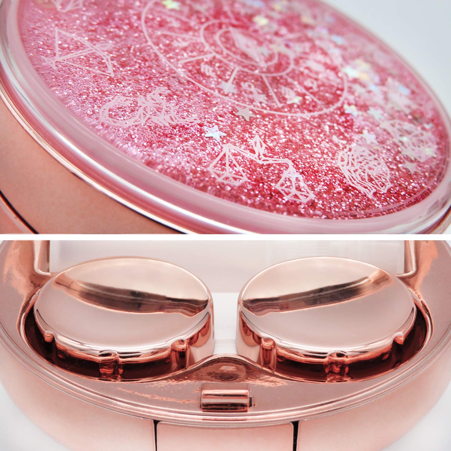 Pinzas Vastsoon rosa-oro para manipular lentes sin tocarlas.