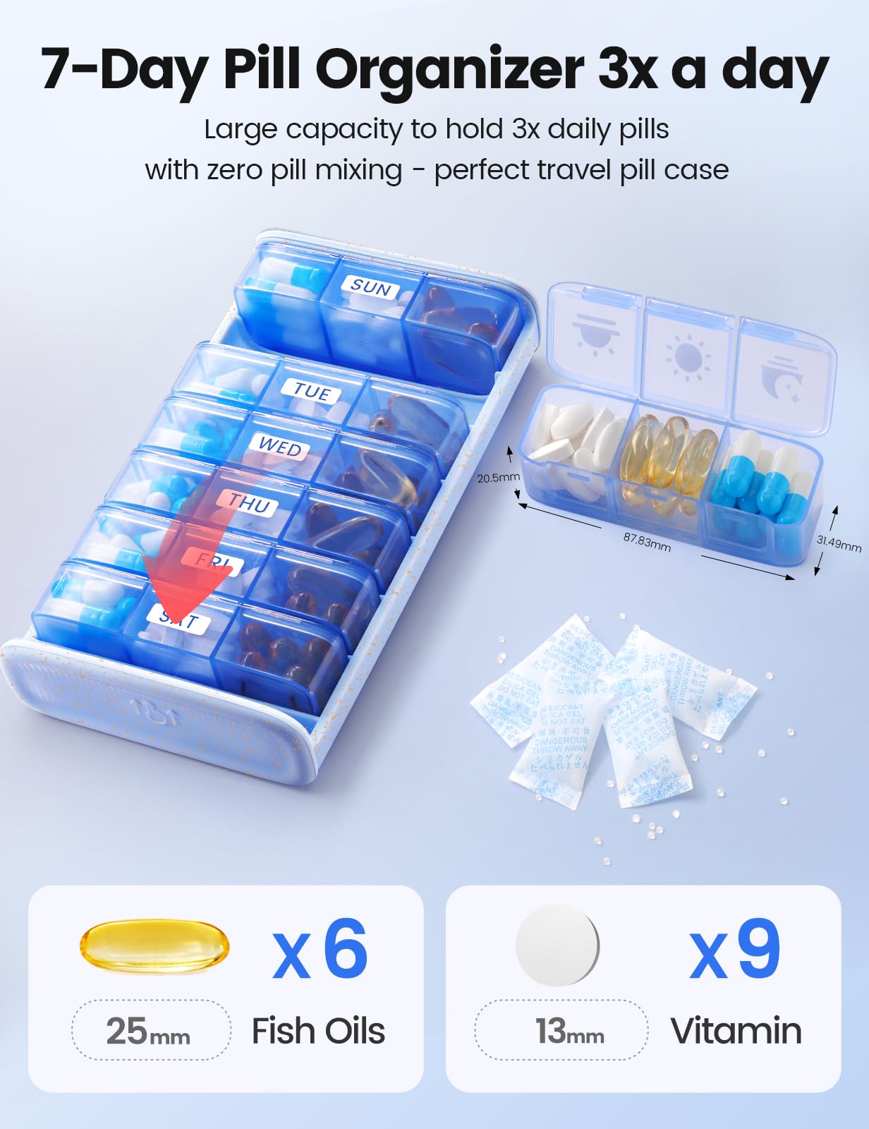 Vaydeer estuche de viaje de 7 días hermético para pastillas