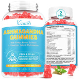 Gomitas Vazatisi de ashwagandha con curcuma en botella; apoyo diario de bienestar.