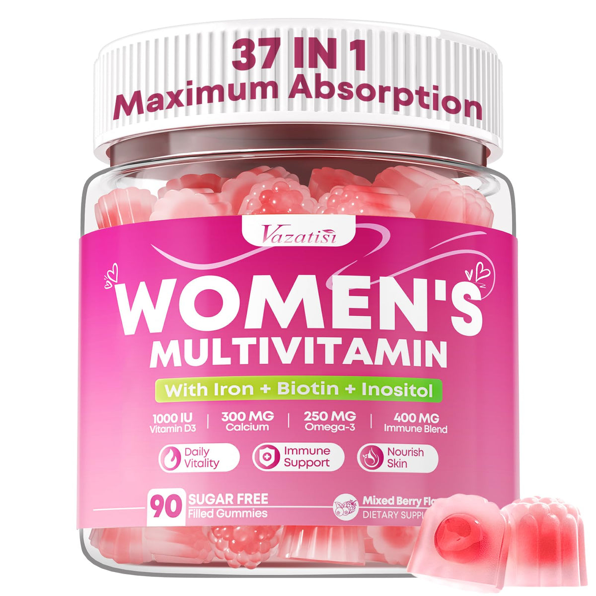 Gomitas Vazatisi para mujer en empaque práctico para consumo diario.