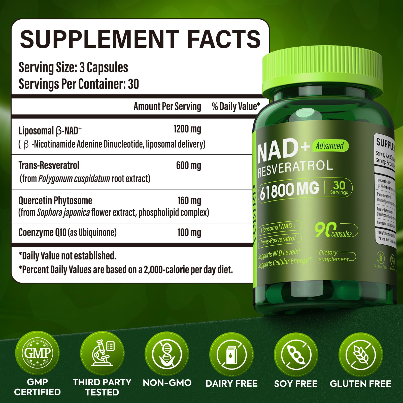 VCBIRD Nad Resveratrol uso diario, enfoque en salud celular y vitalidad