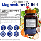 Etiqueta frontal de Vccvaa Magnesium Complex 700mg con la fórmula de 12 formas