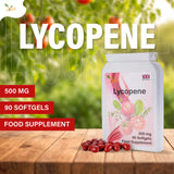 Ved Lycopene 500 mg: etiqueta frontal destacando su fórmula sin alérgenos.