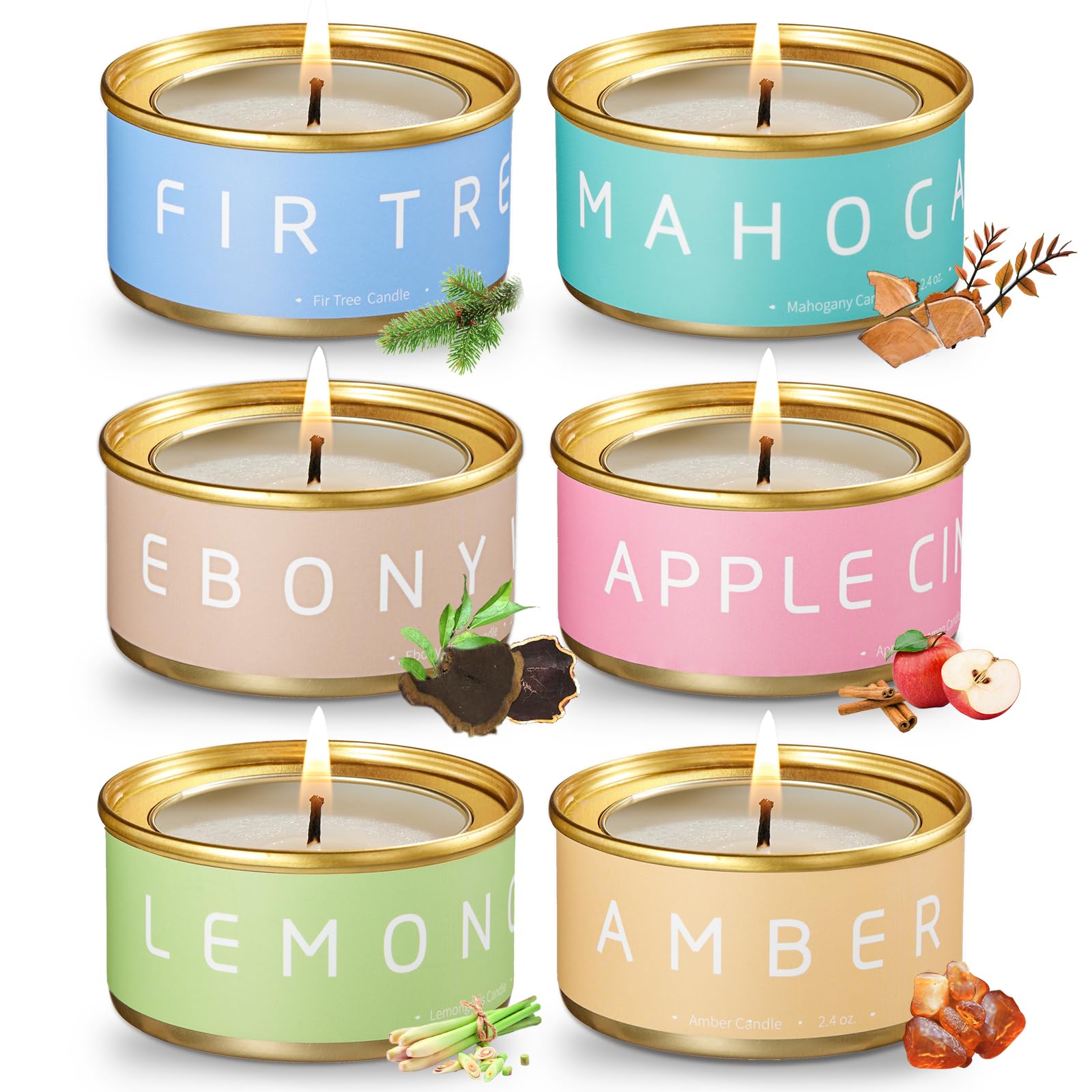 Veda Tinda Scent: conjunto de velas en lata para crear ambiente cálido.