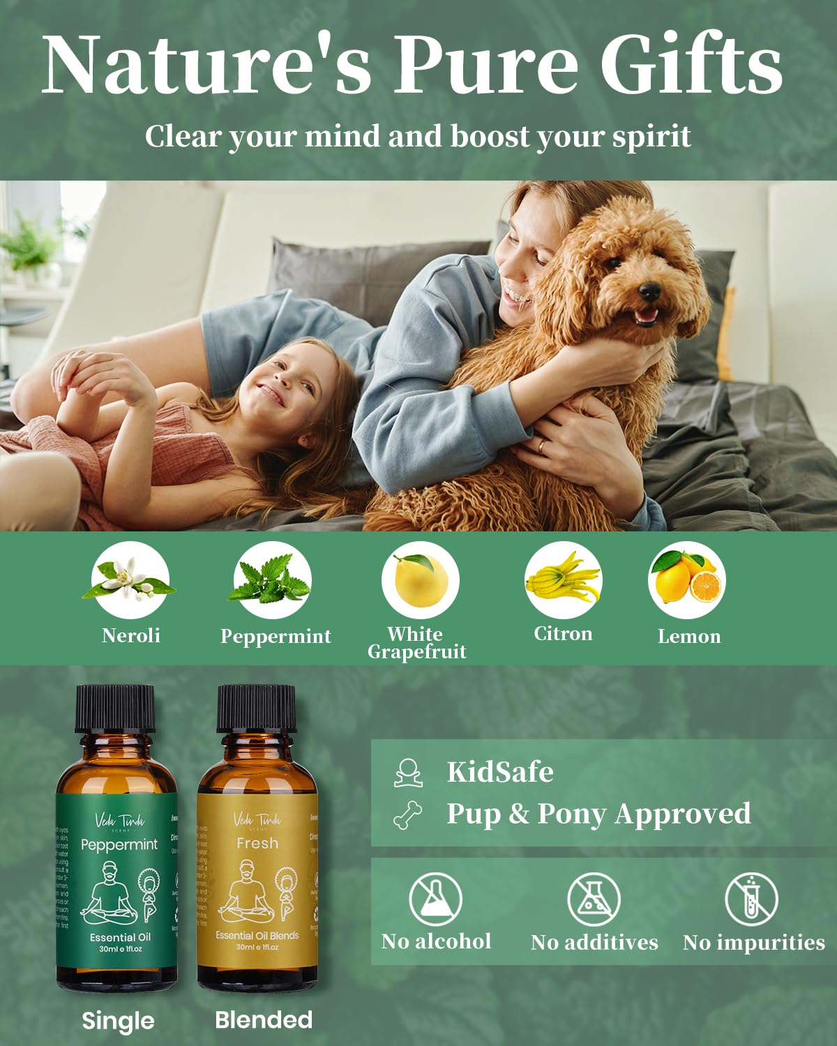 Mezcla aroma fresco Veda Tinda Scent, 30 ml para espacios de trabajo.