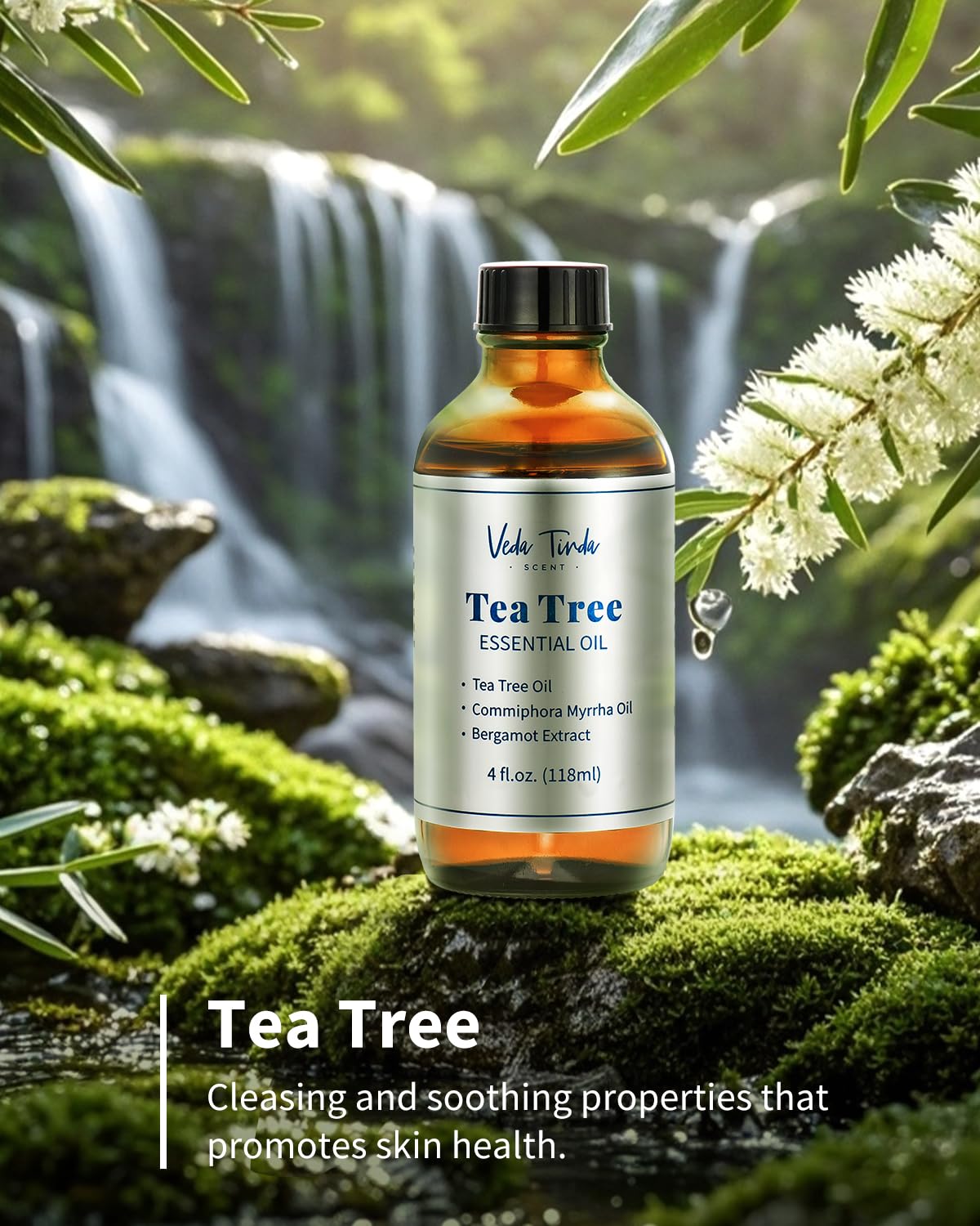 VEDA TINDA SCENT Tea Tree Oil para piel limpia y poros más abiertos.