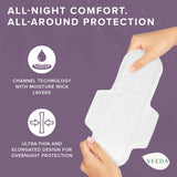 Veeda diseño con alas ergonómicas para fijación segura.