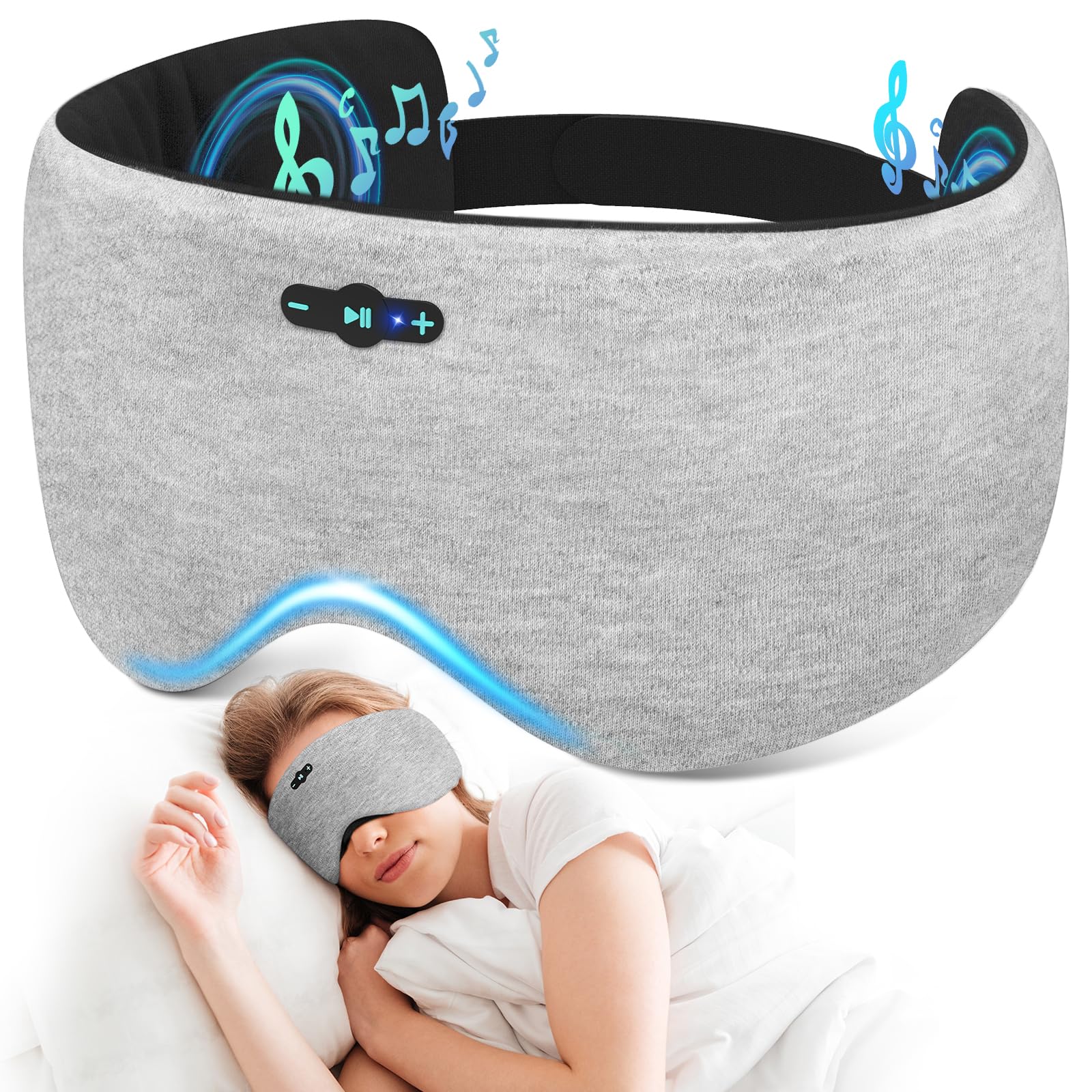 Veeniitosr máscara de sueño con altavoces y 20 h de batería para dormir sin interrupciones.