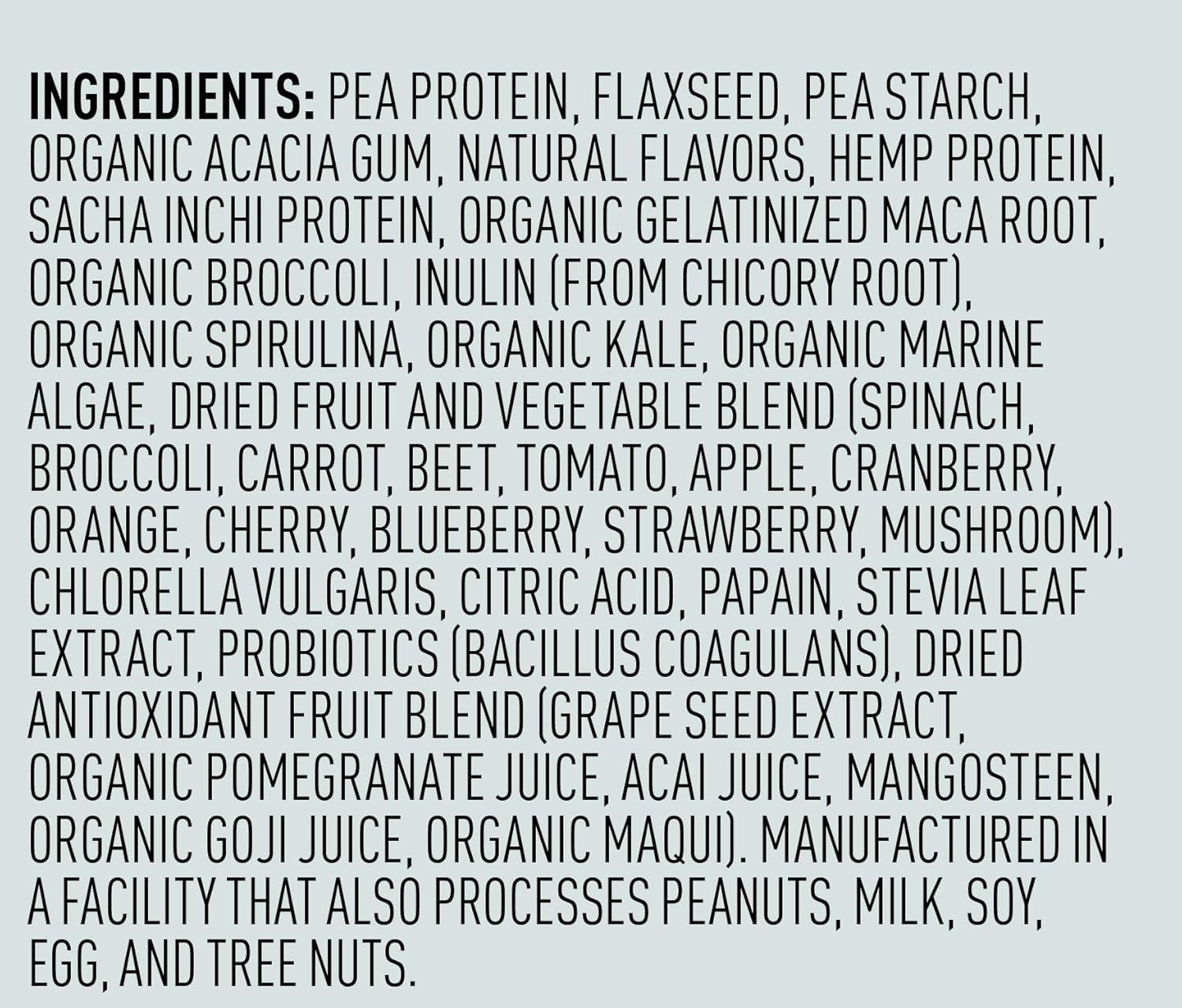 Vega One mezcla con verduras: 50% DV de vitaminas para nutrición diaria.