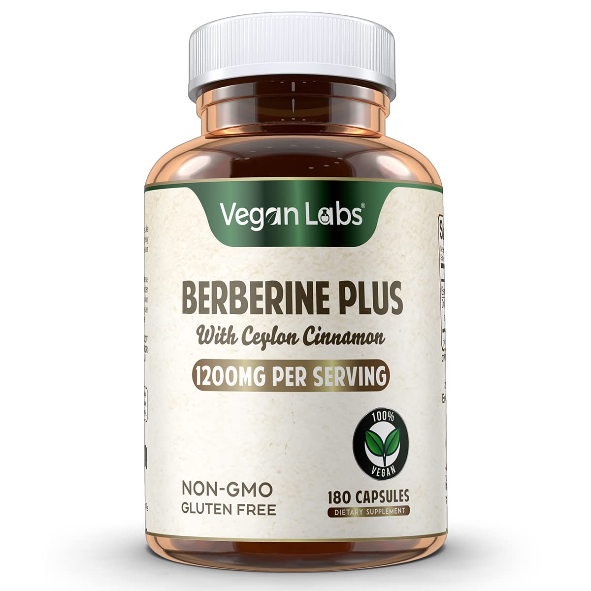 Vegan Labs Berberine HCL 1200mg: cápsula suave para ingesta diaria.