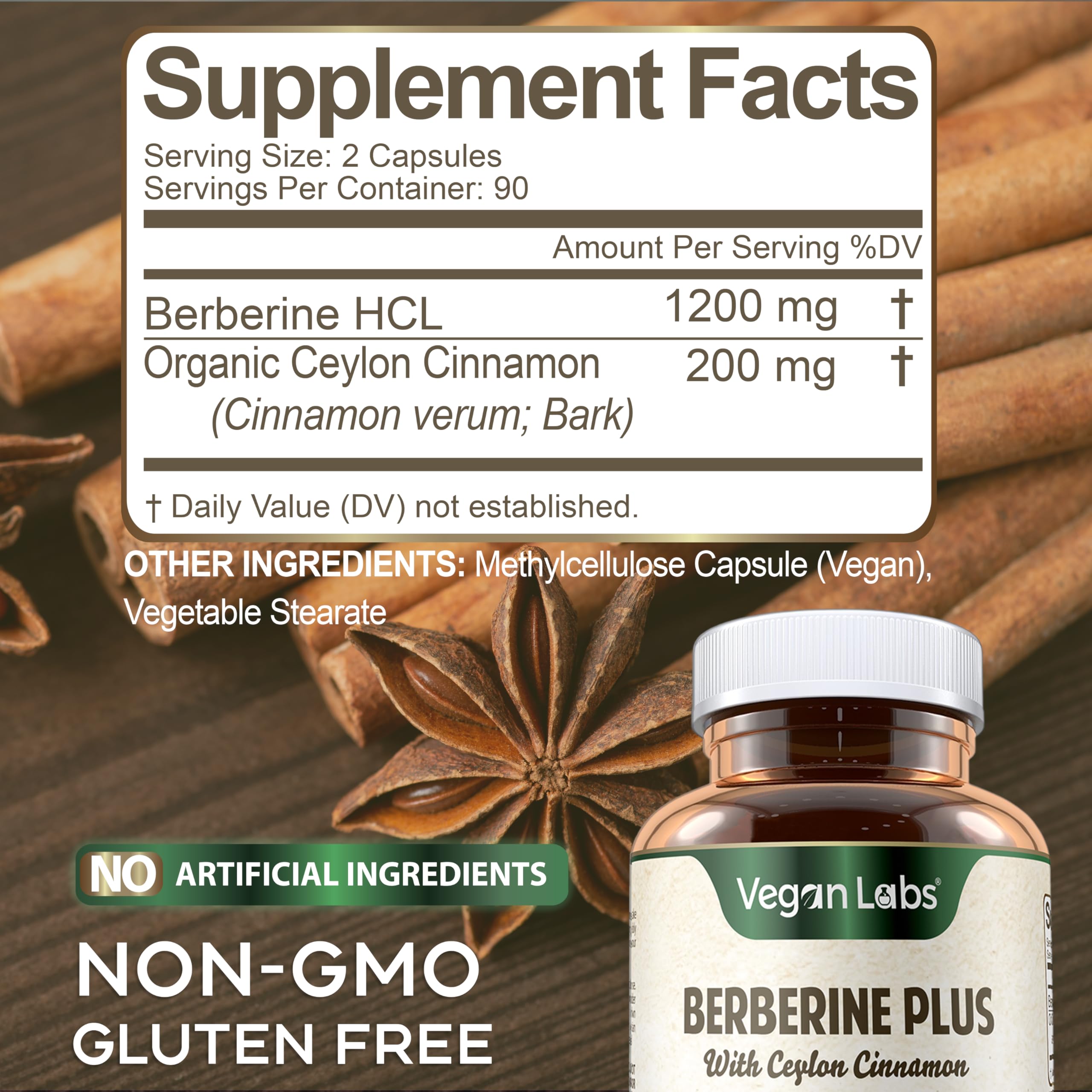Vegan Labs Berberine HCL 1200mg: uso diario recomendado para comodidad.