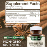 Vegan Labs Berberine HCL 1200mg: uso diario recomendado para comodidad.