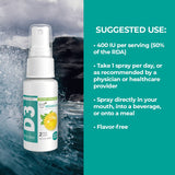 Vegan Life Nutrition Vitamina D3 spray en envase sin gluten y sin OGM.