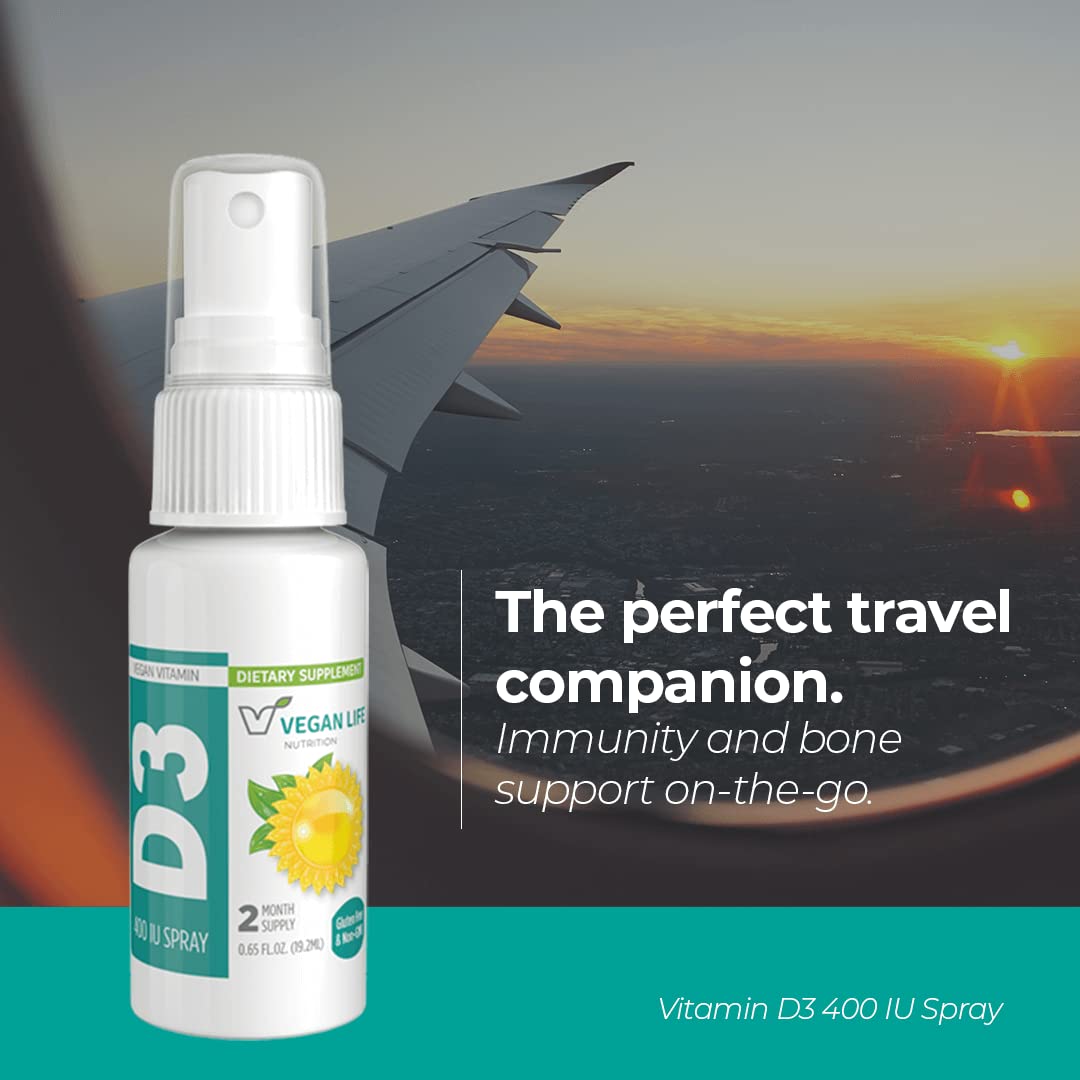 Vegan Life Nutrition Vitamina D3 spray se añade a comidas o bebidas.