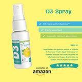 Vegan Life Nutrition Vitamina D3 spray para uso diario, delicioso sabor naranja.