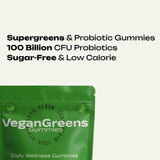 VeganGreens gomitas sabor manzana verde, snack sabroso para bienestar diario.