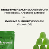 Ingredientes veganos de VeganGreens, mezcla vegetal y probióticos de alta calidad.