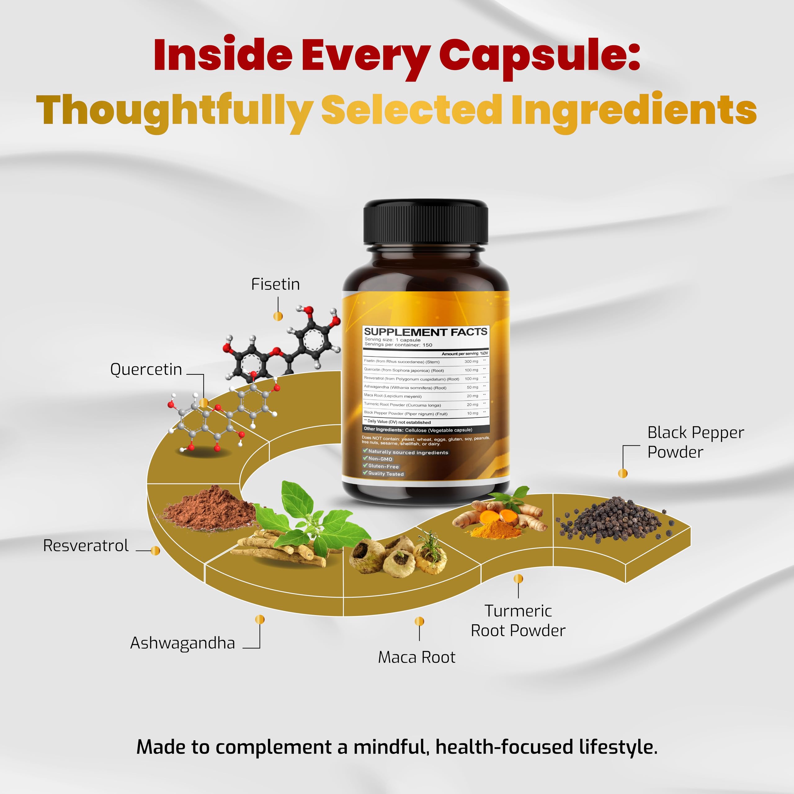 VEGATOT Fisetin 7-en-1: ingredientes clave en la fórmula